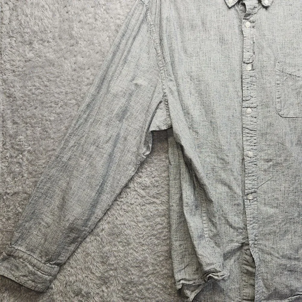 Banana Republic Mens Gray Oxford Shirt Button Down Untucked Fit XXL Preppy